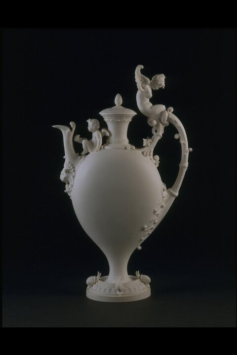 Ornate Carved White Porcelain Ewer
