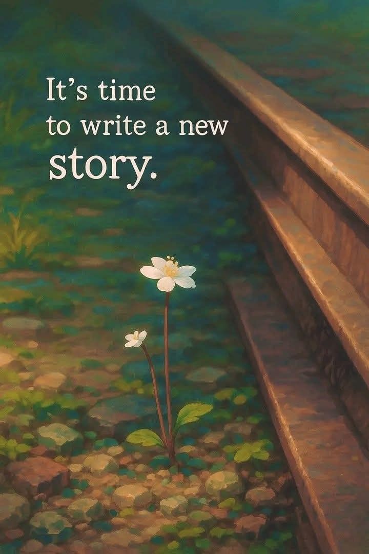 New Story Quote with Growing Flower