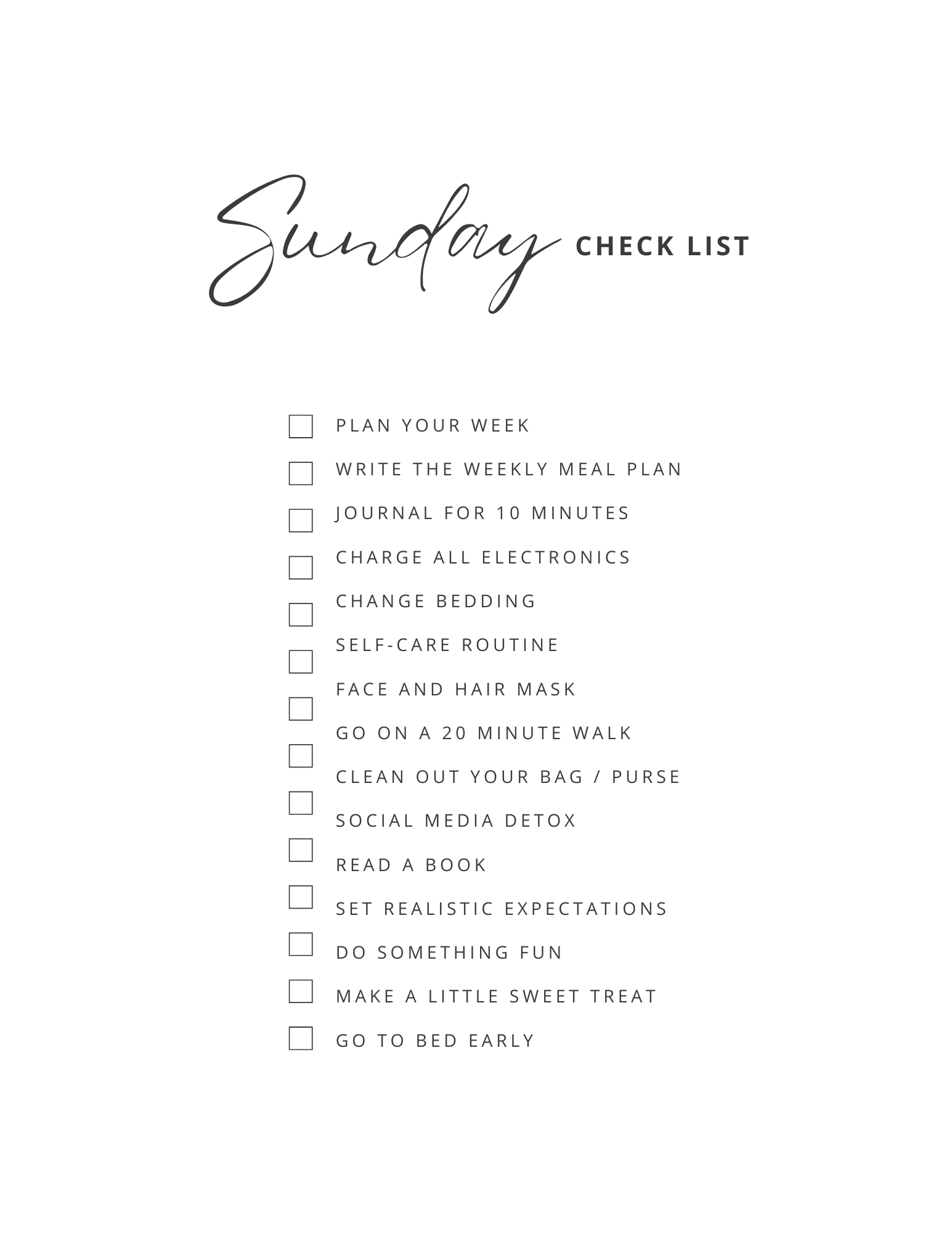 Sunday Check List