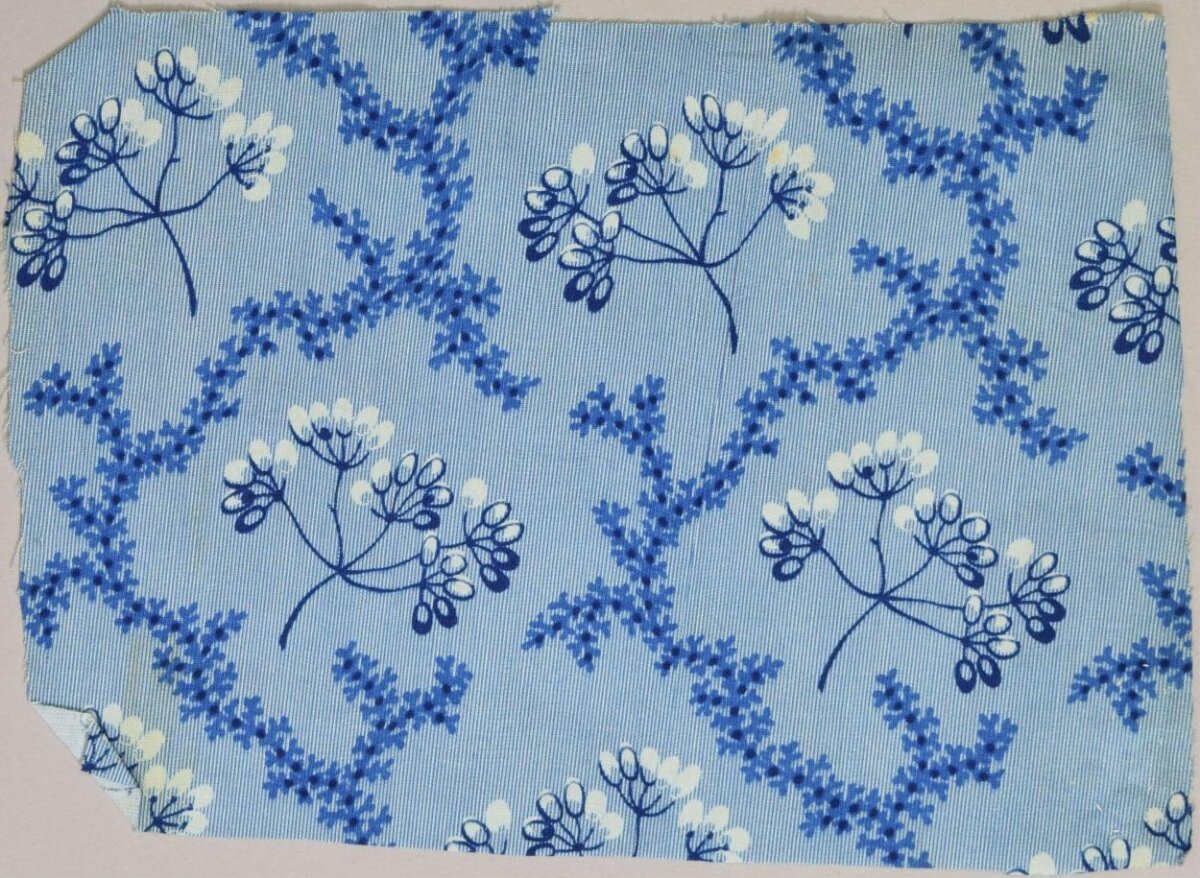 Blue Floral Patterned Fabric Swatch