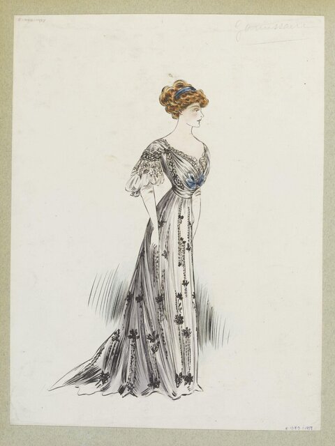 Edwardian Evening Gown Fashion Sketch
