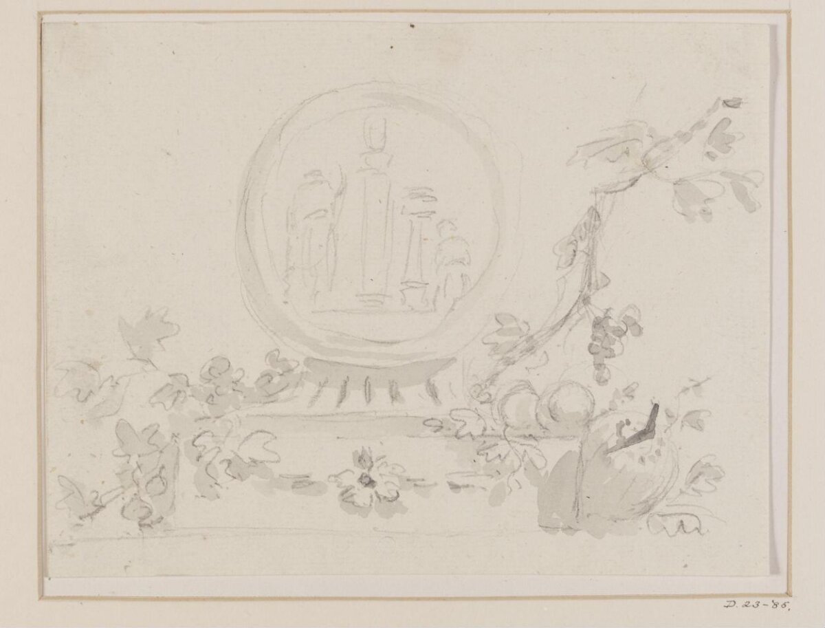 Pencil Sketch of Garden Monument