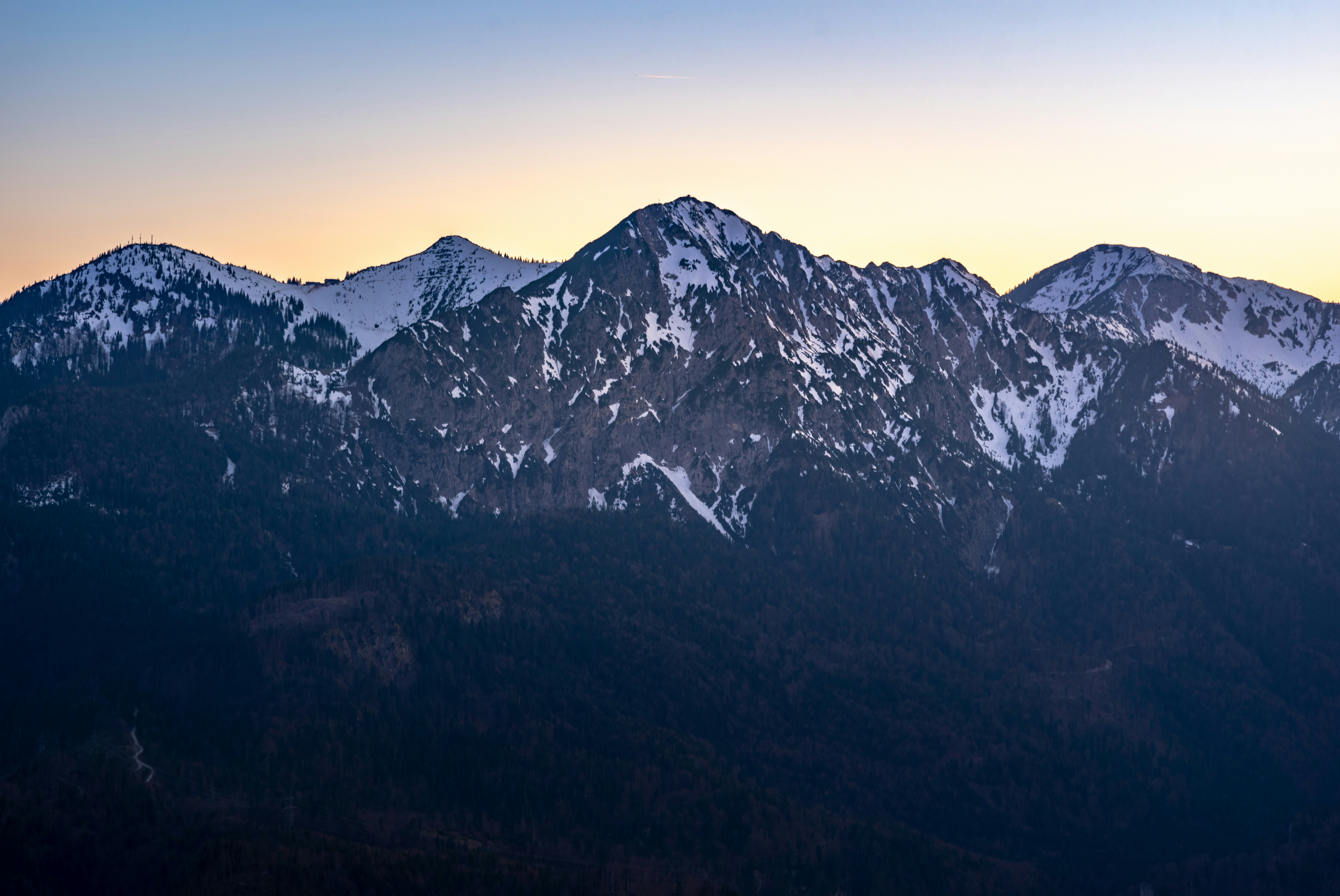 Snow Capped Mountains at Dusk