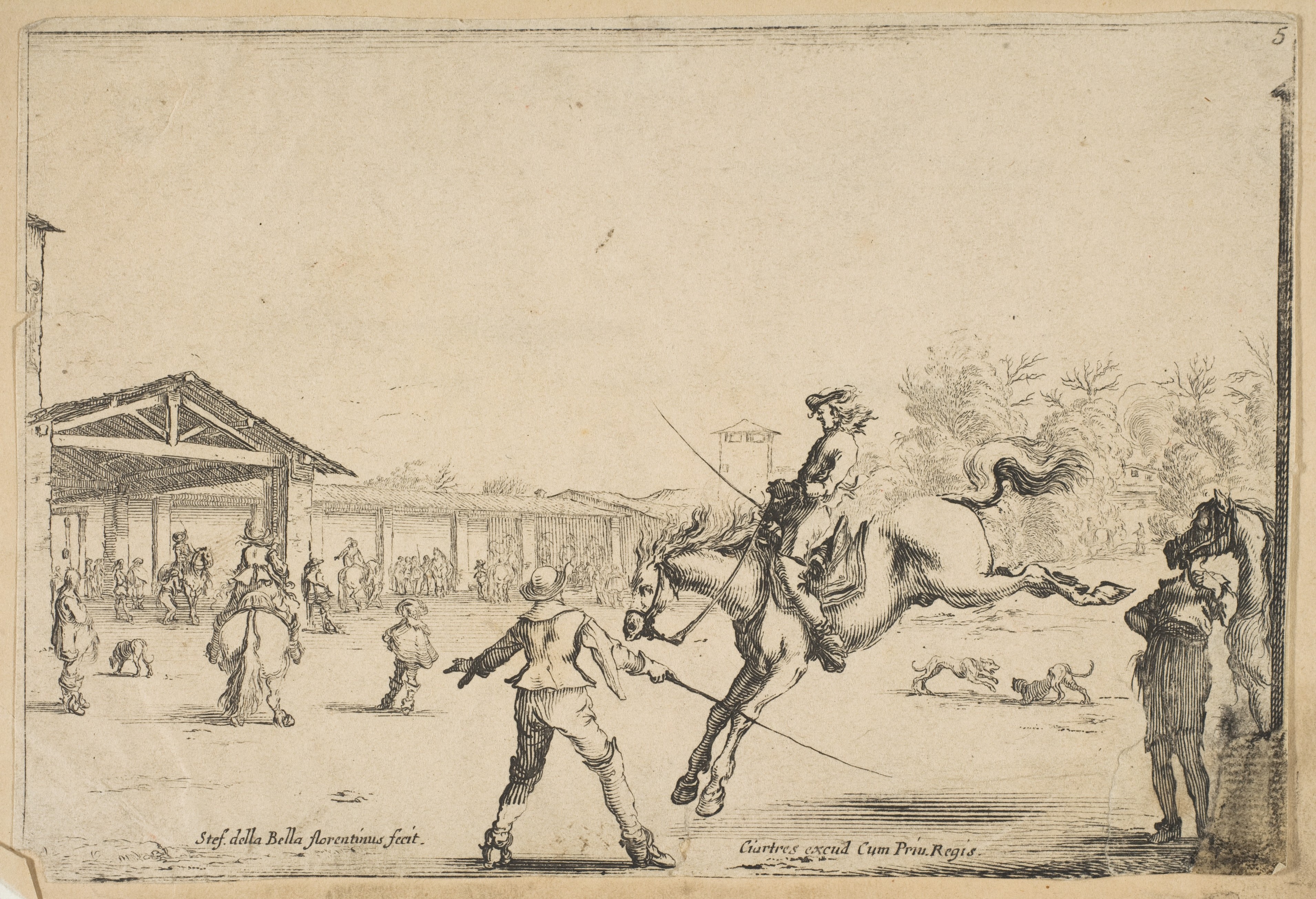 Equestrian Training Scene Etching