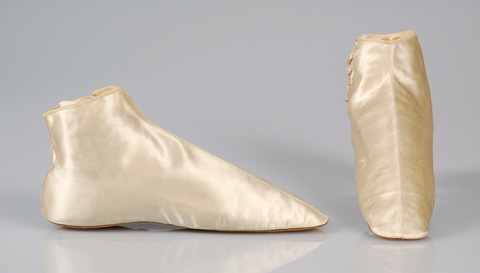 Pair of Cream Silk Ankle Boots