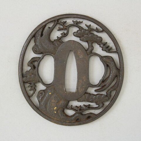 Iron Openwork Pine Design Sword Guard