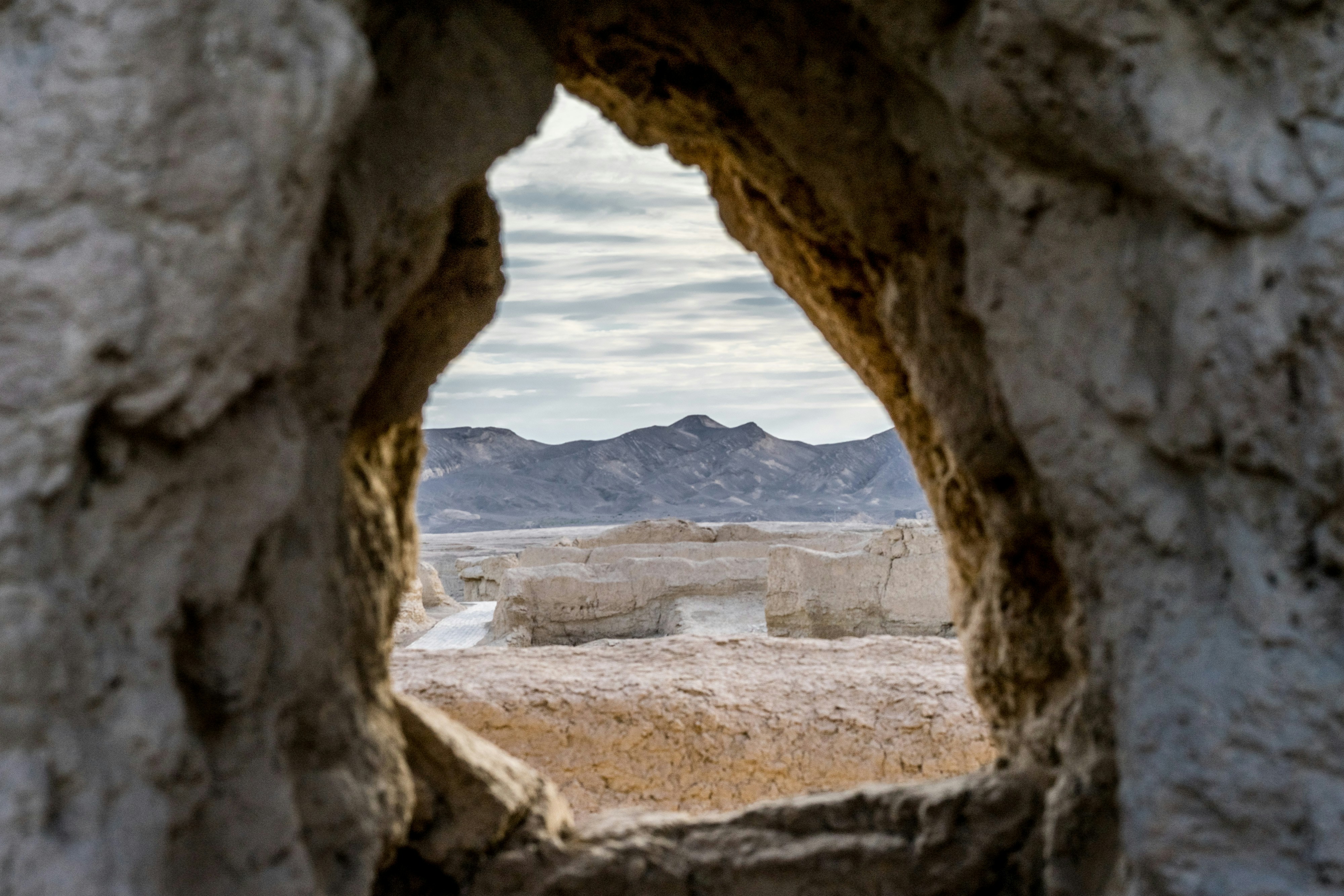 Ancient Ruin View Through Earthen Hole