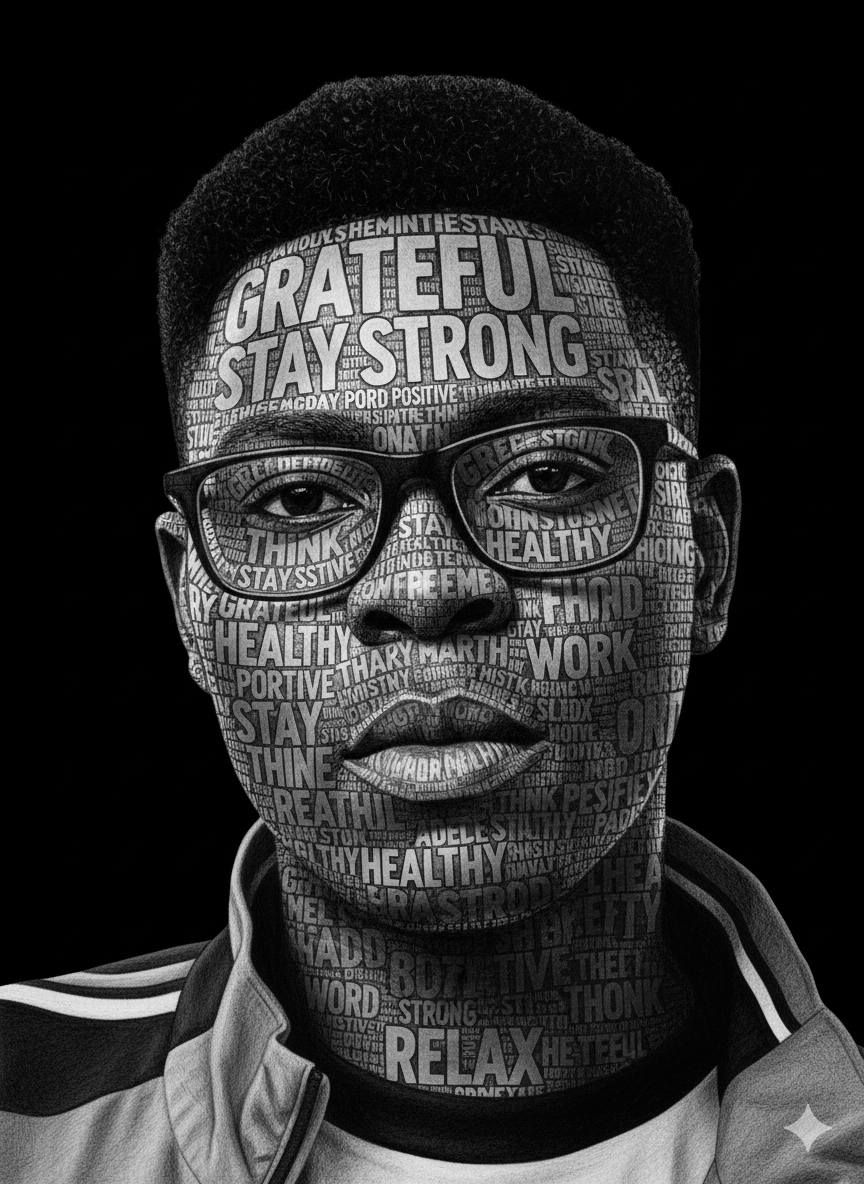 Grateful Stay Strong Text Portrait