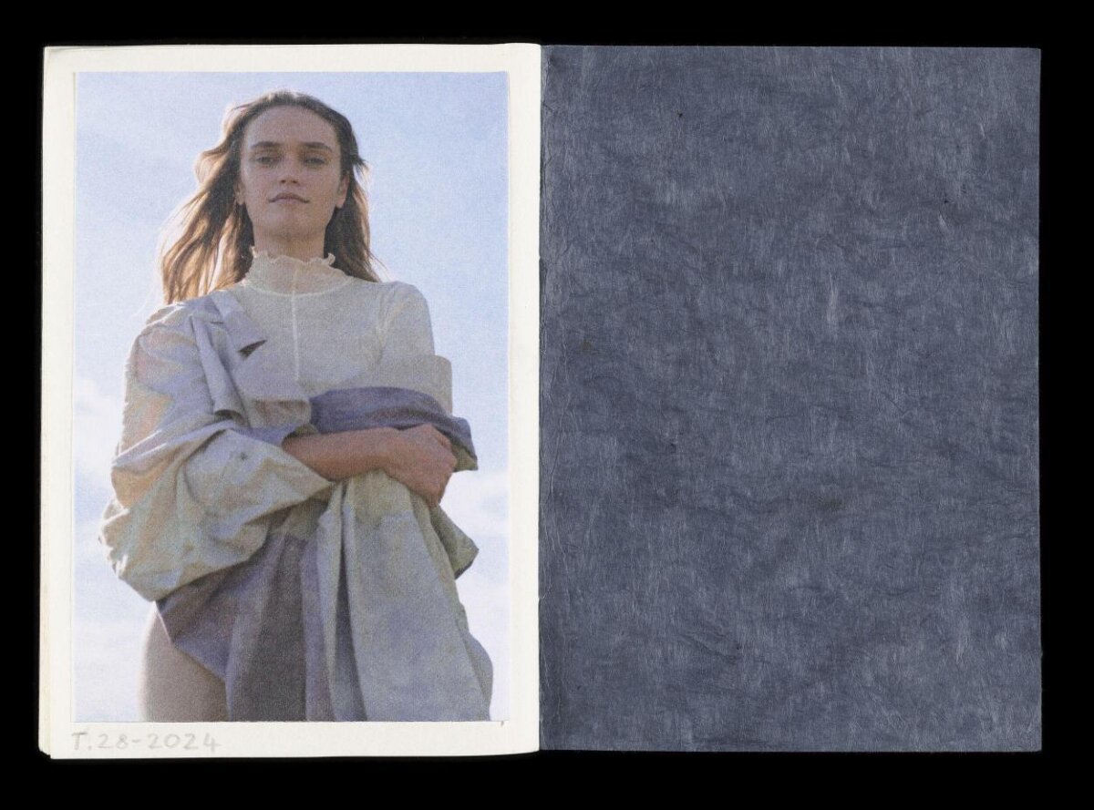 Woman Portrait in Open Notebook