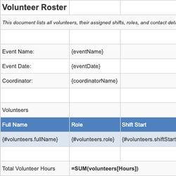 Volunteer Roster