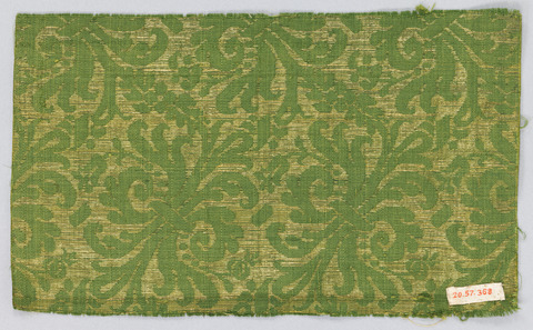 Green Gold Patterned Brocade Fabric Sample