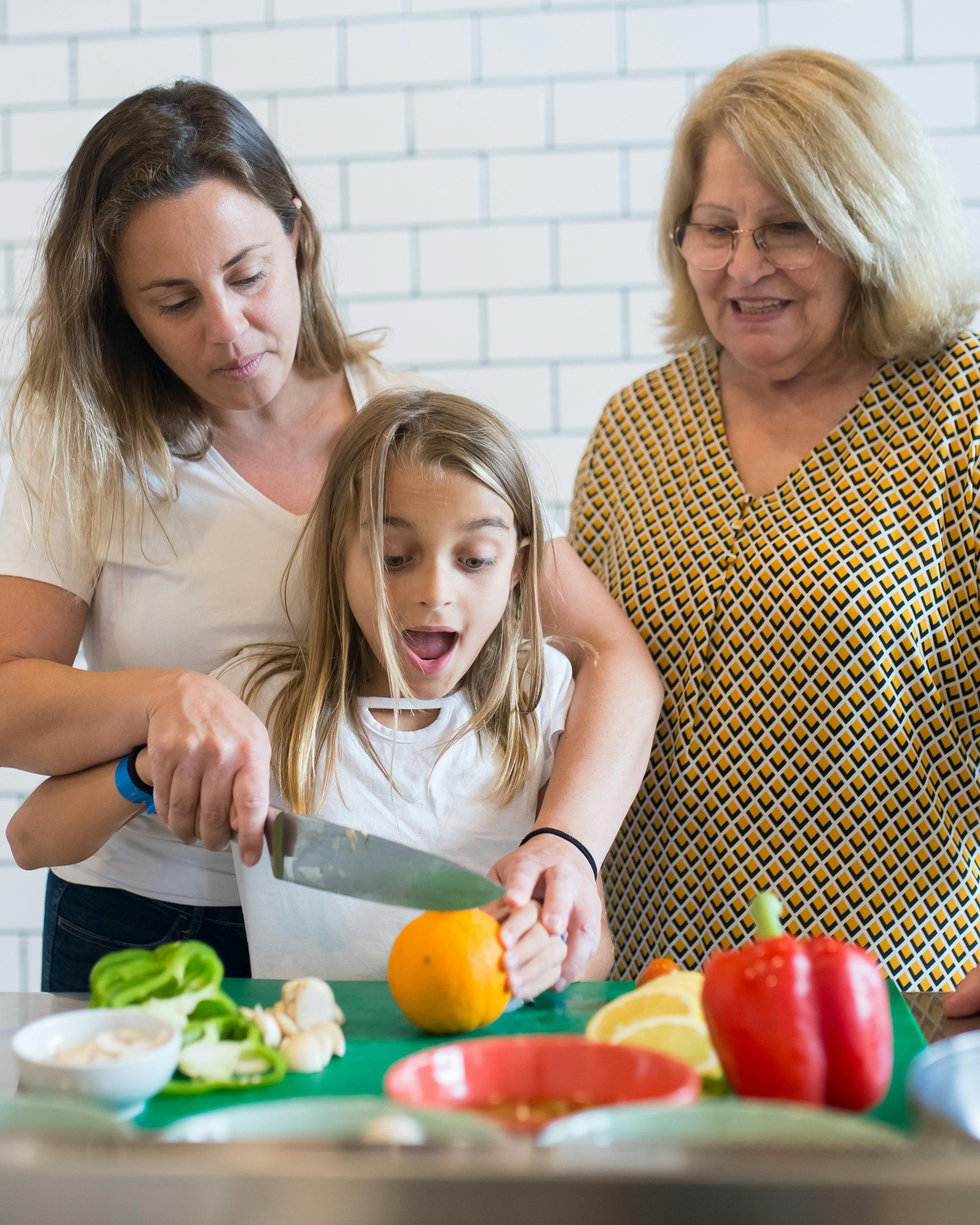Three Generations Cooking Together