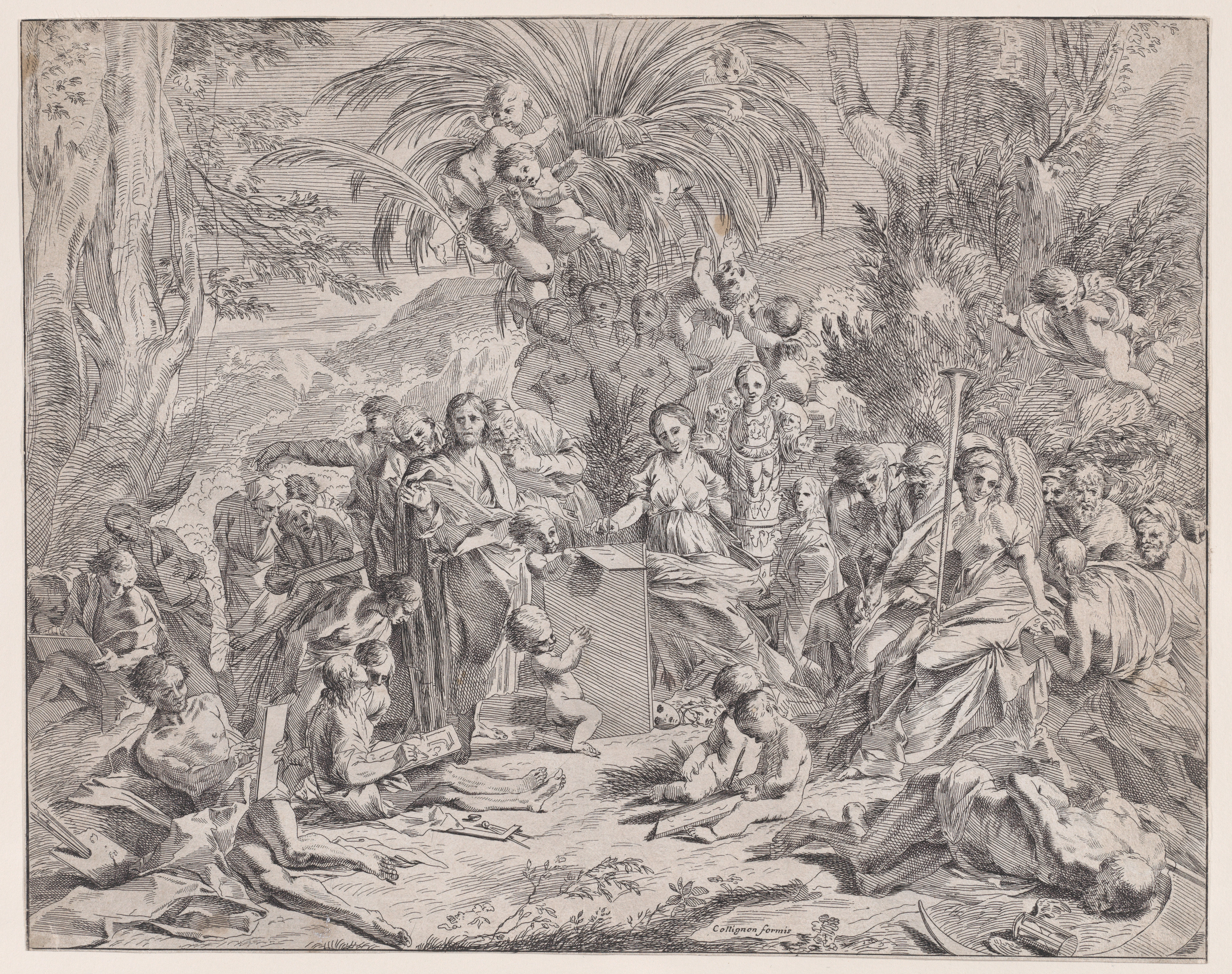 Biblical Religious Gathering Etching