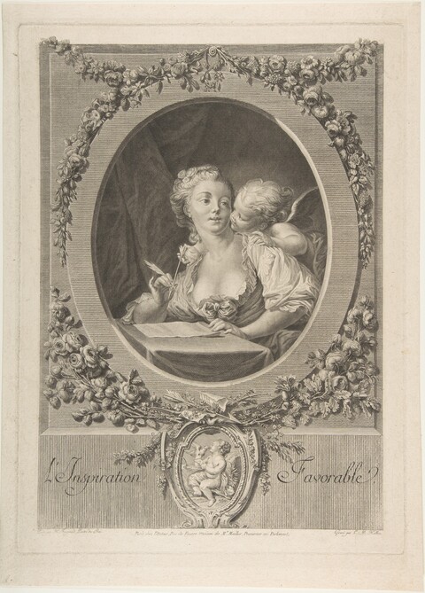 L'Inspiration Favorable Antique Engraving