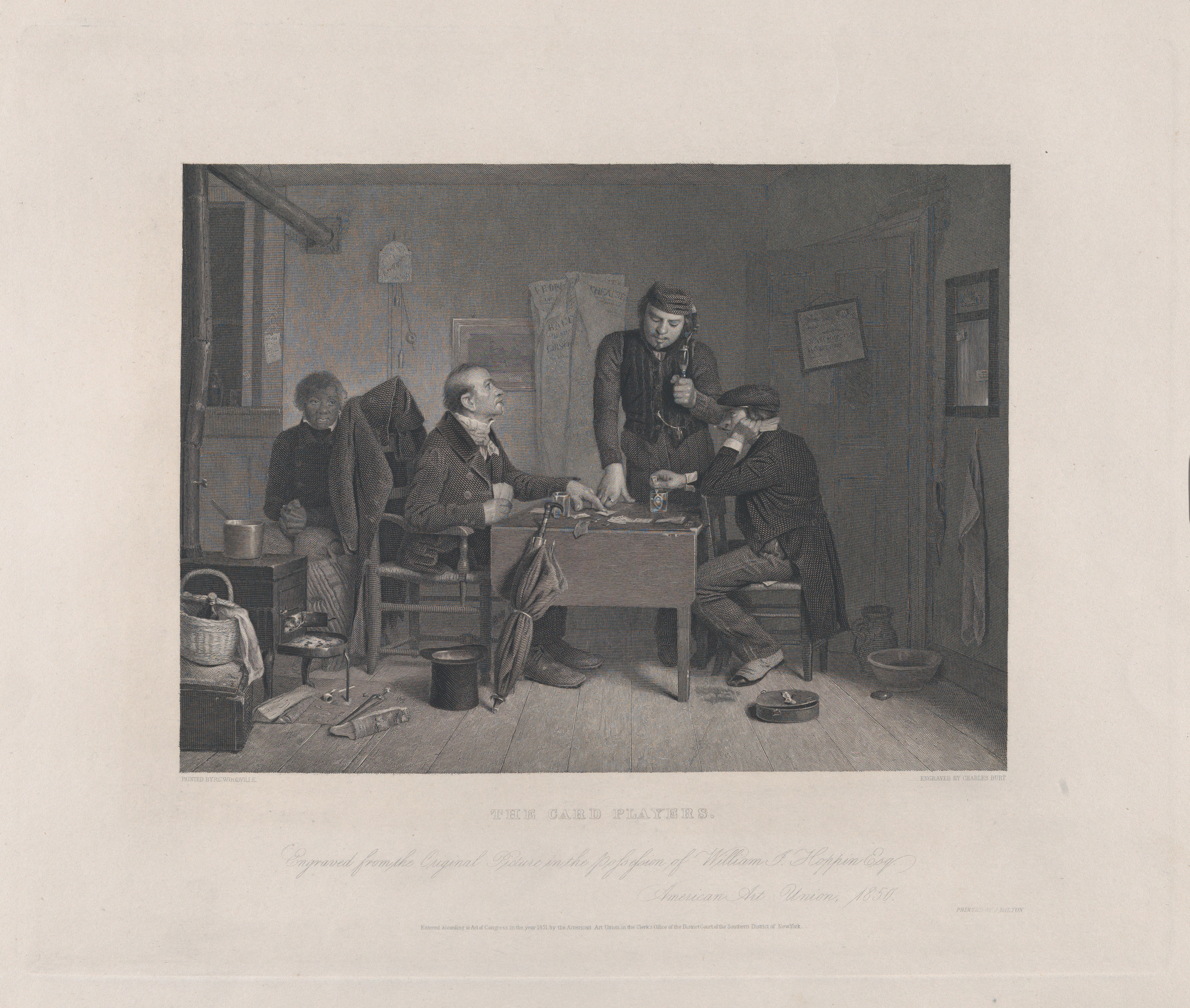 The Card Players Antique Engraving