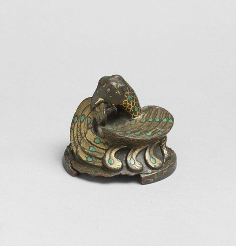 Gilt Inlaid Bronze Peacock Paperweight