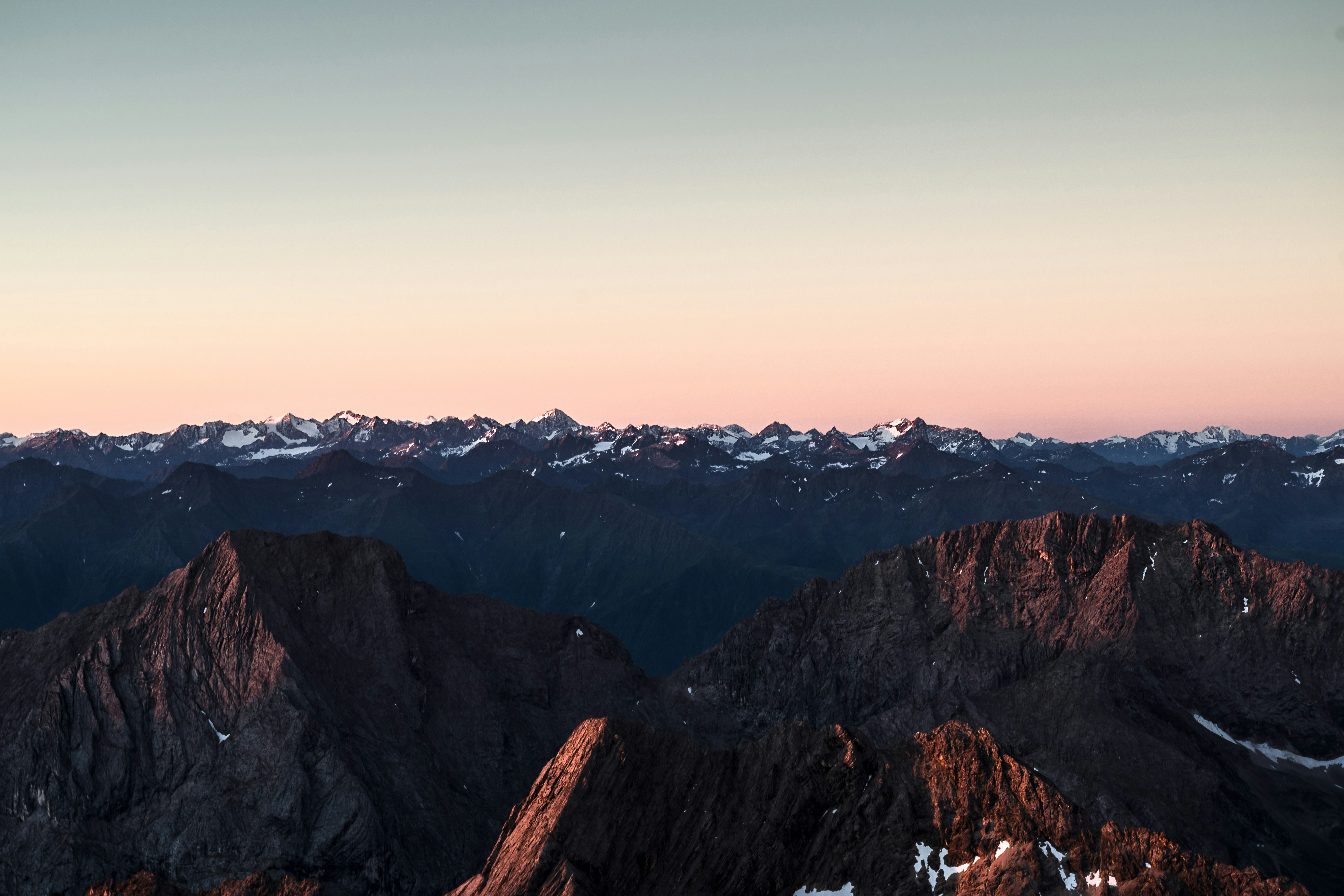 Snow-capped Mountain Range at Dusk