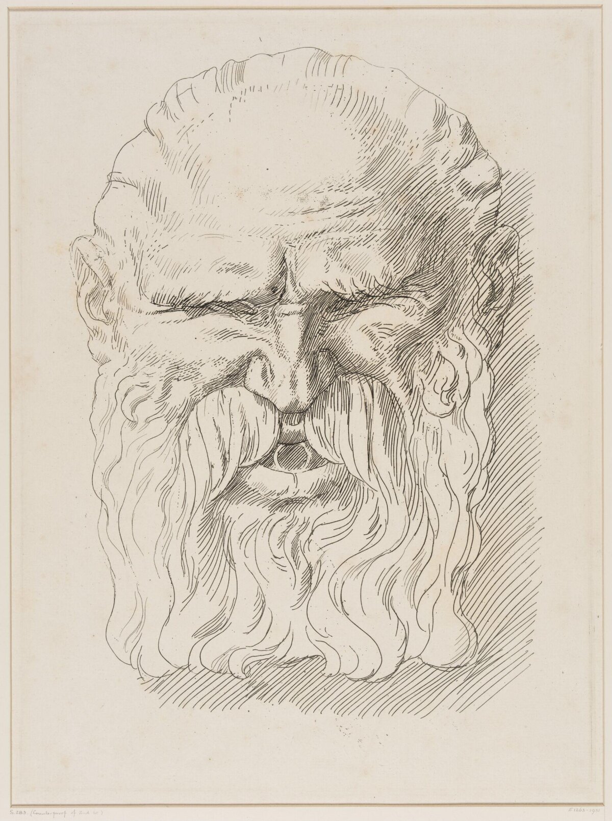 Line Drawing of Bearded Old Man Head