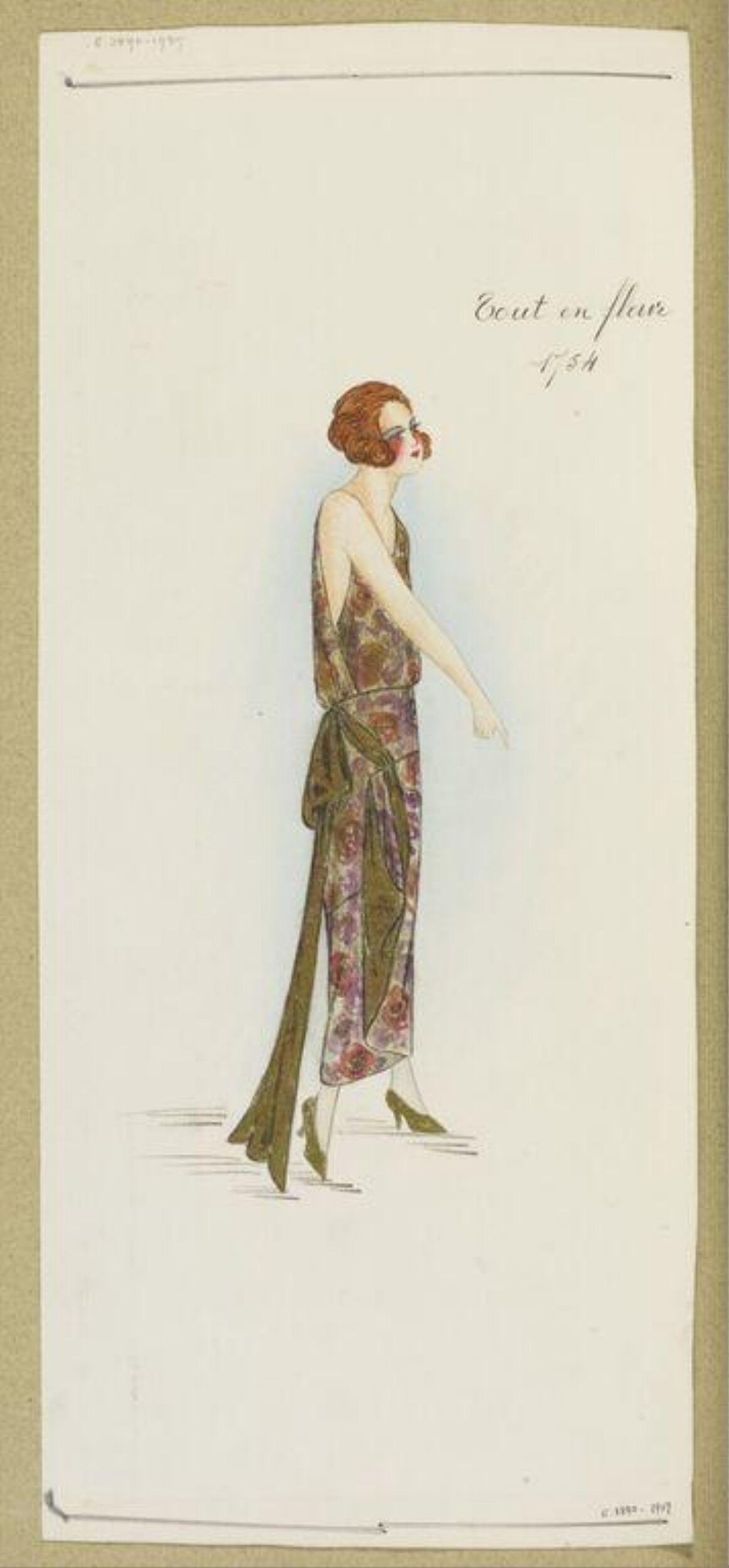 1920s Women's Dress Fashion Sketch