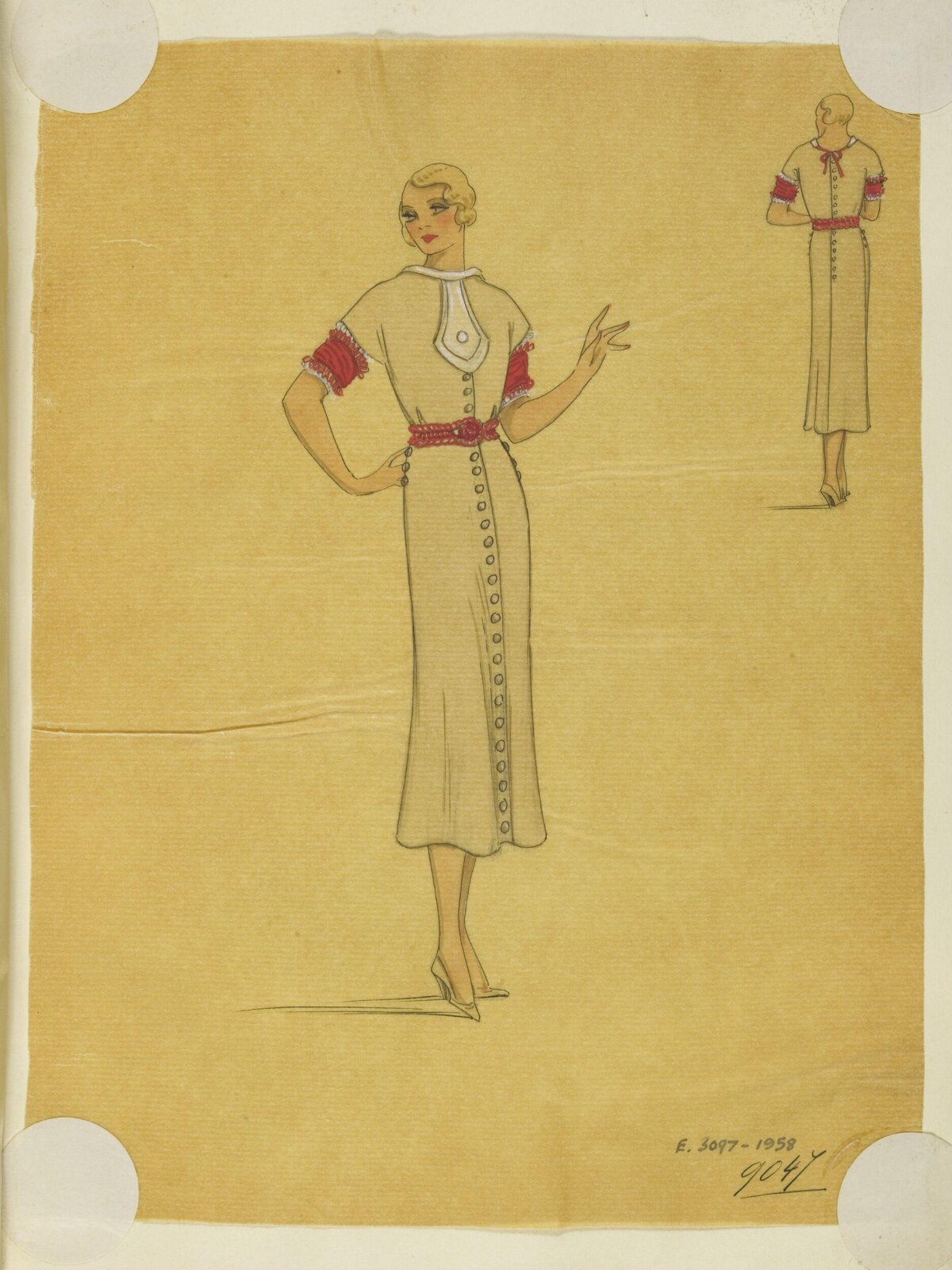 Vintage Dress Fashion Design Sketch