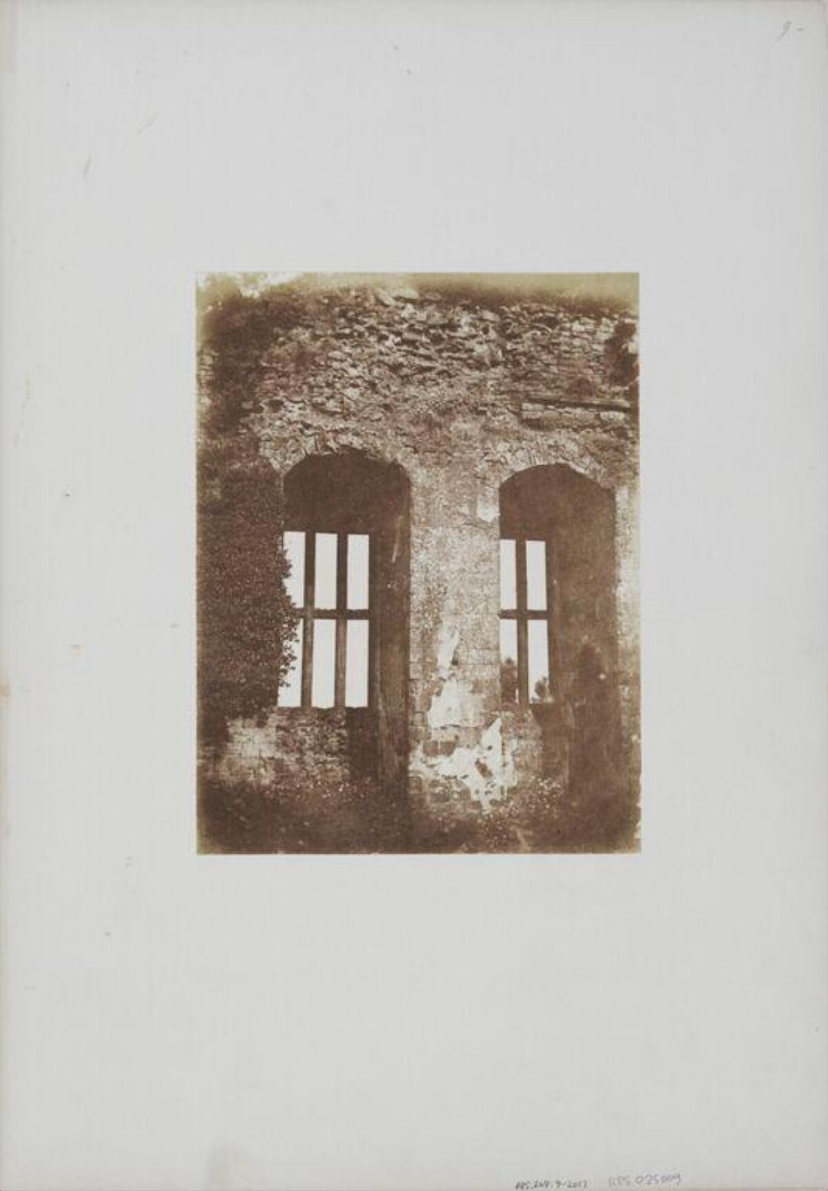 Ruined Stone Wall with Two Arched Windows