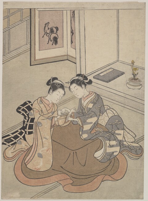 Ukiyo-e: Two Women Playing Cat's Cradle