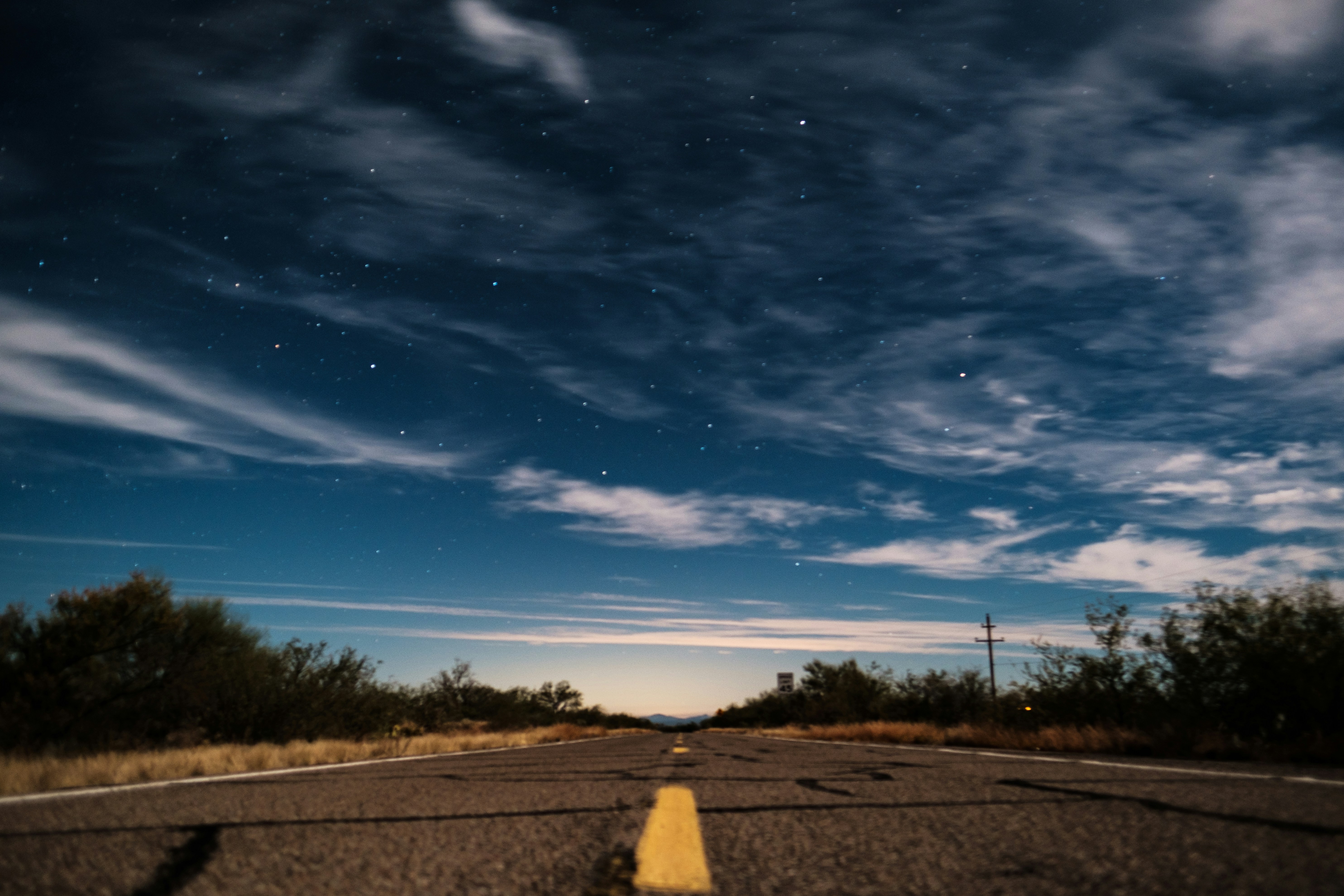 Starry Night Over Empty Highway