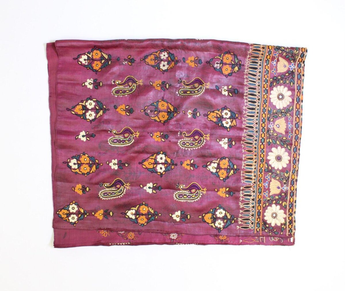 Magenta Embroidered Traditional Textile