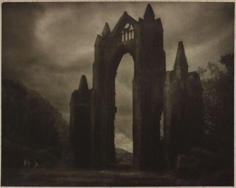 Gothic Abbey Ruins Under Overcast Sky