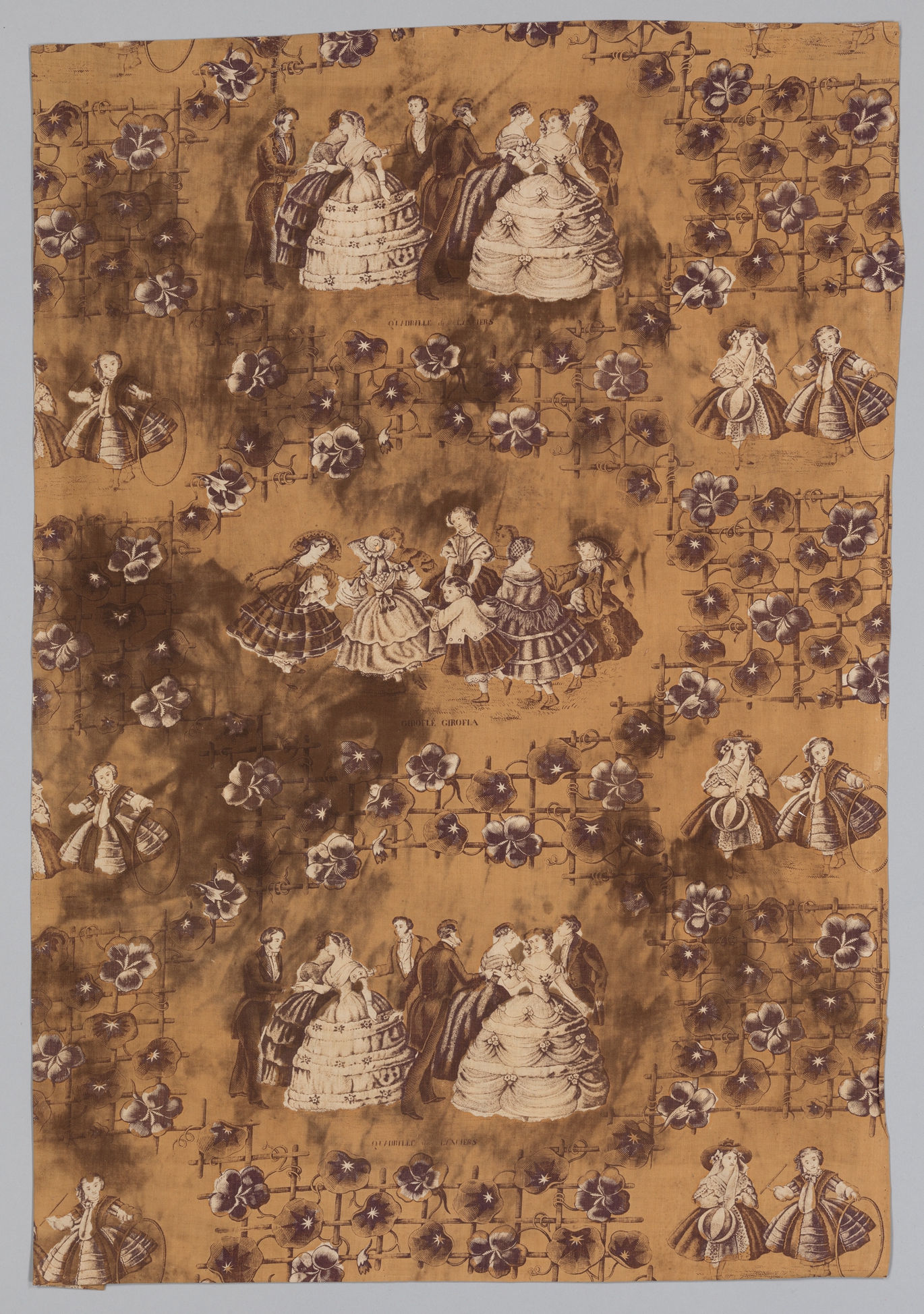 Antique Victorian Figure Printed Fabric
