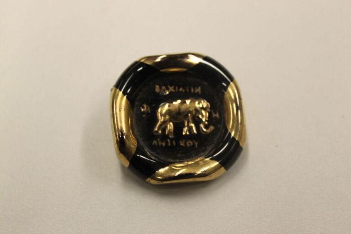 Black and Gold Elephant Brooch