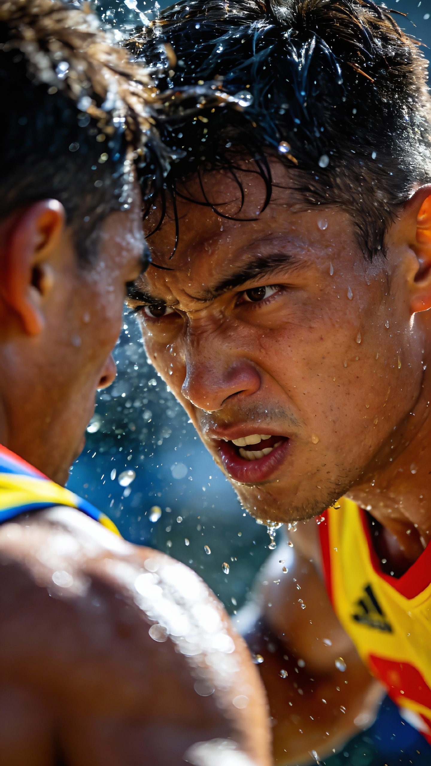 Intense Standoff Between Two Athletes