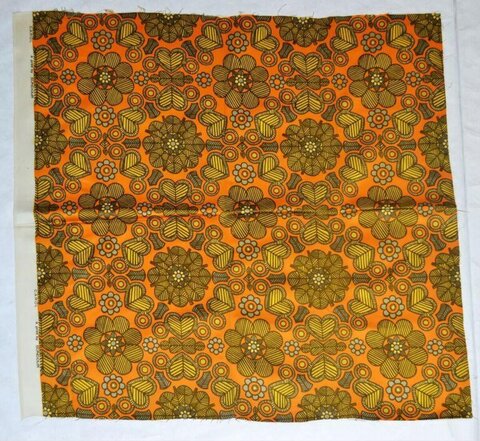 Vintage Orange Floral Print Fabric
