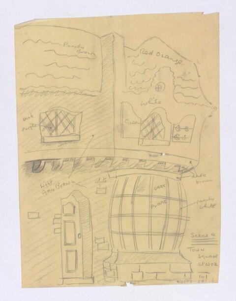 Town Square Stage Set Design Sketch