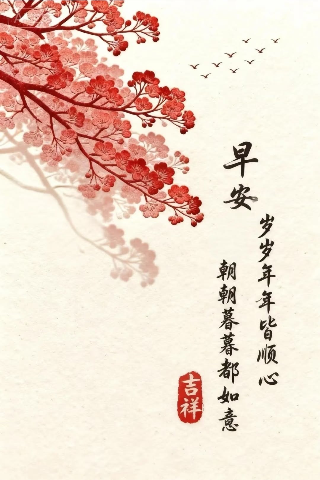 Chinese Style Plum Blossom Good Morning Greeting