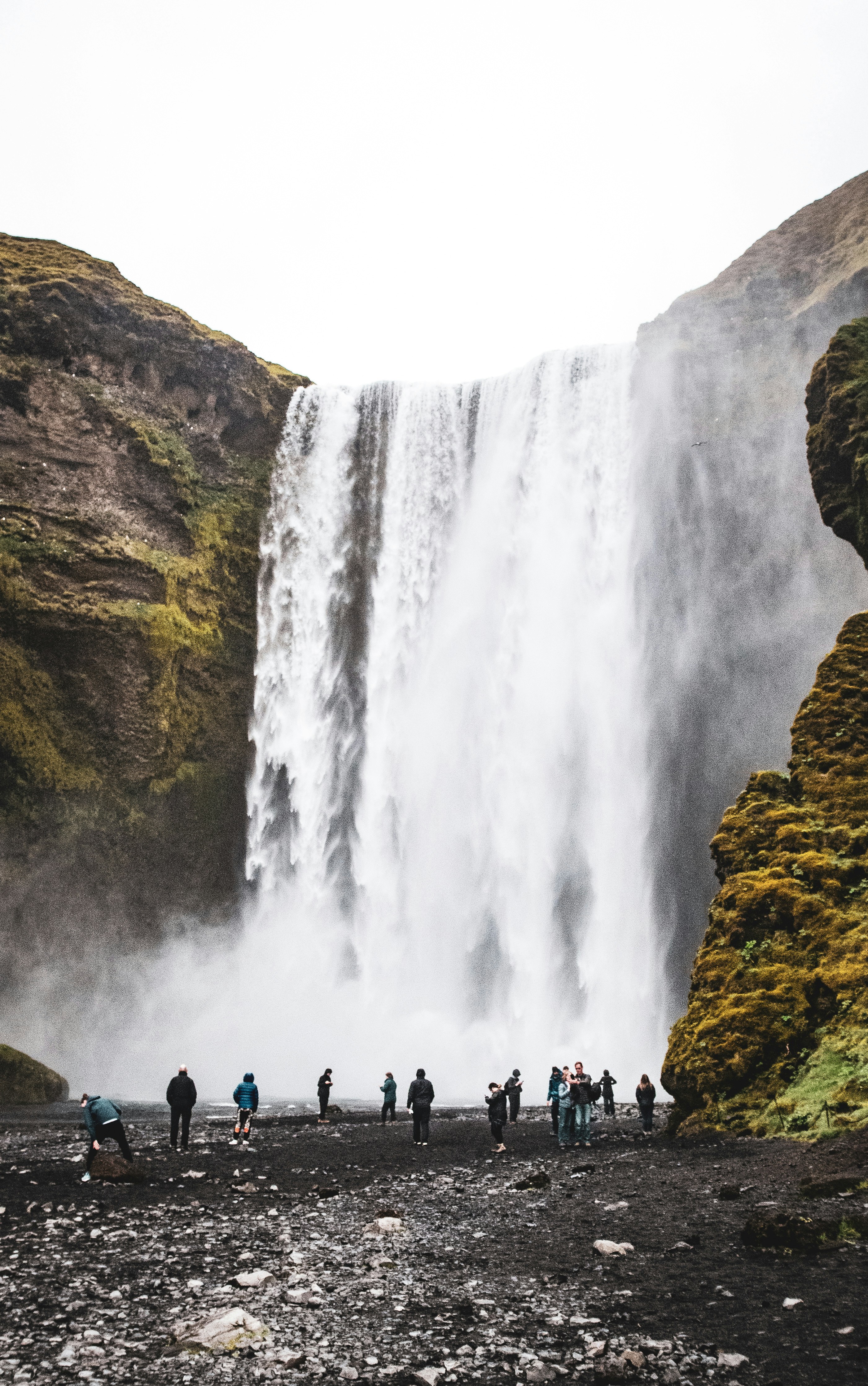 Large Waterfall with Visitors at Base