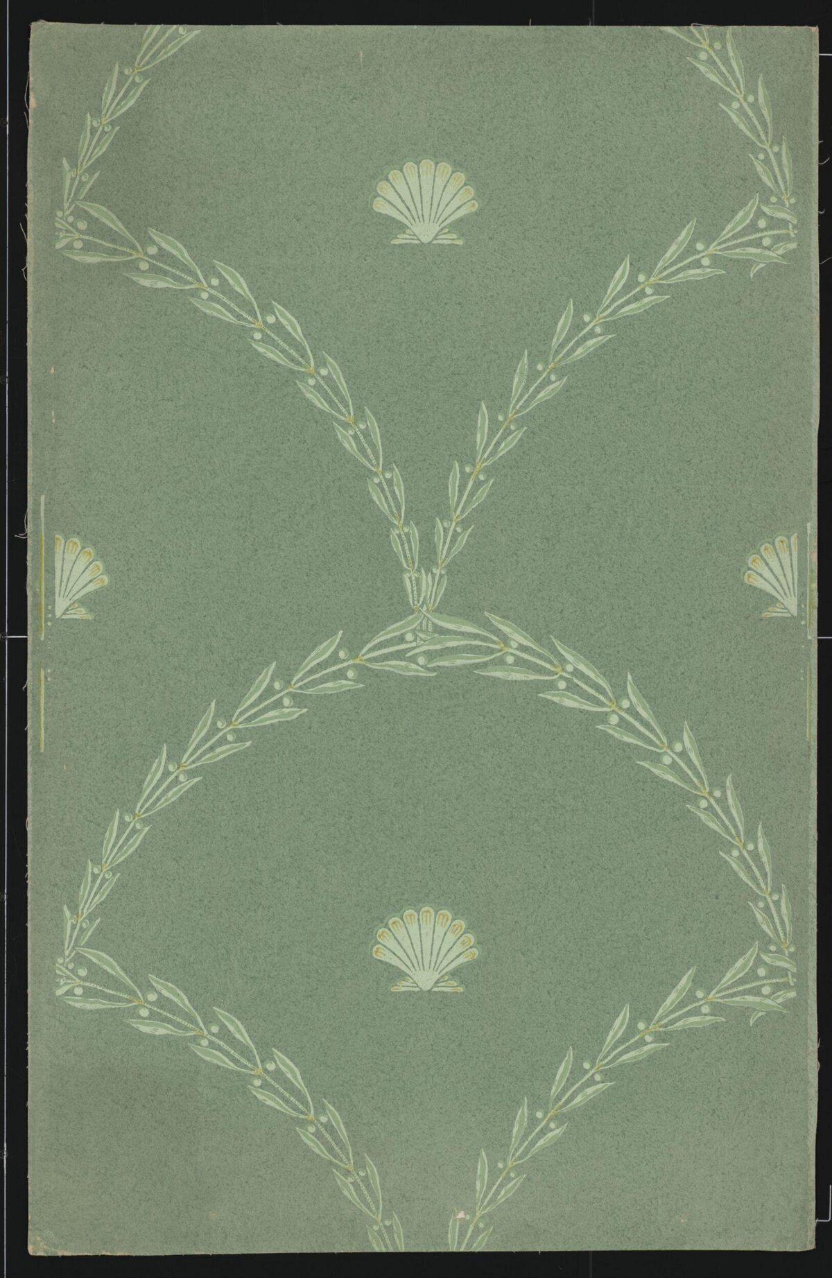 Vintage Green Shell Branch Pattern