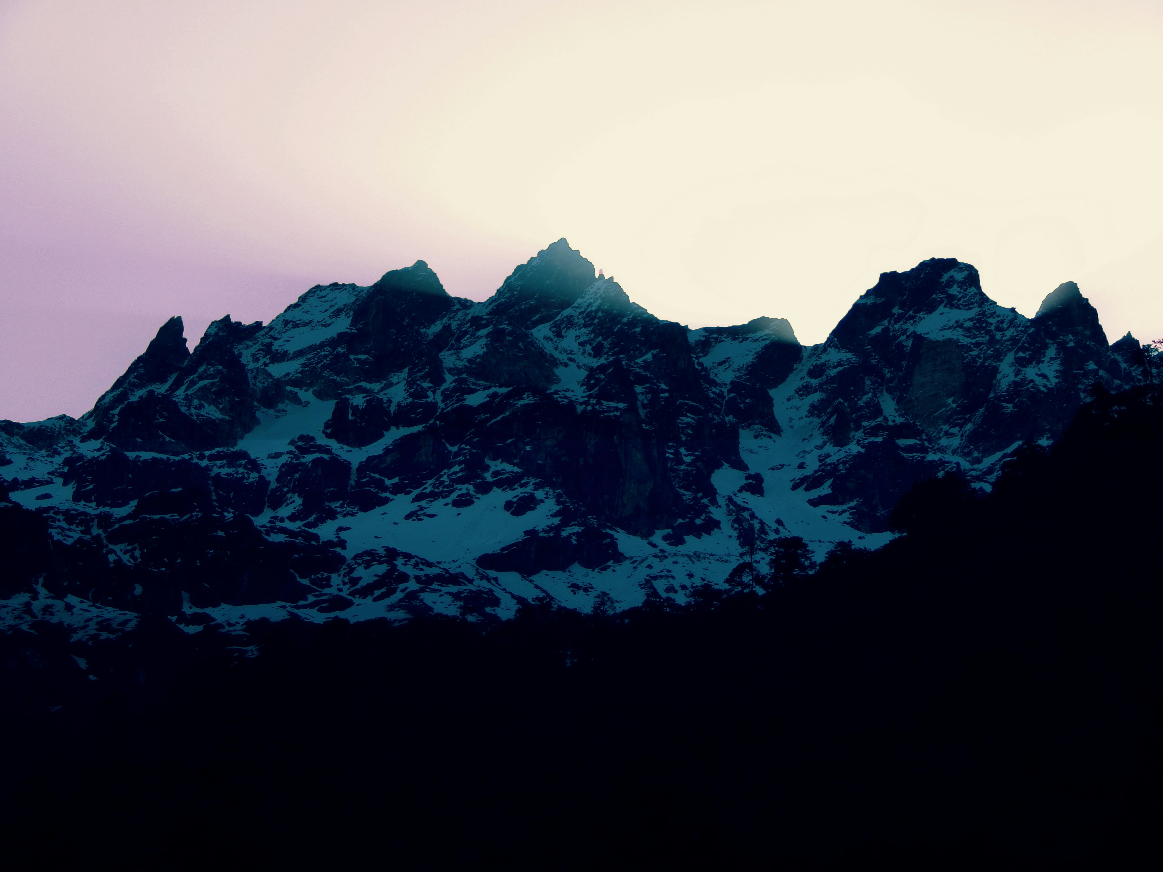 Snow Capped Mountain Range Silhouette