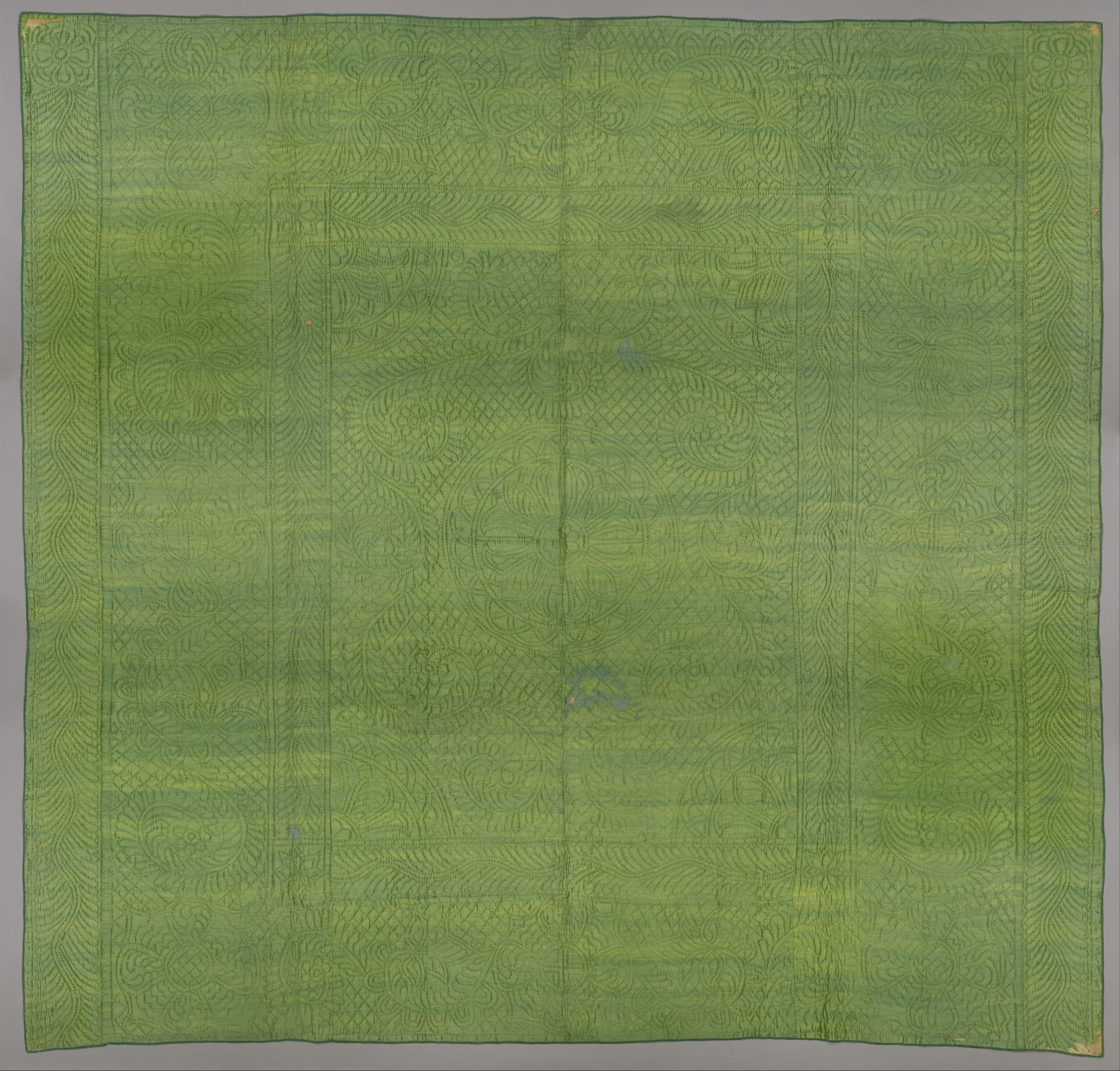 Green Vintage Embroidered Quilt