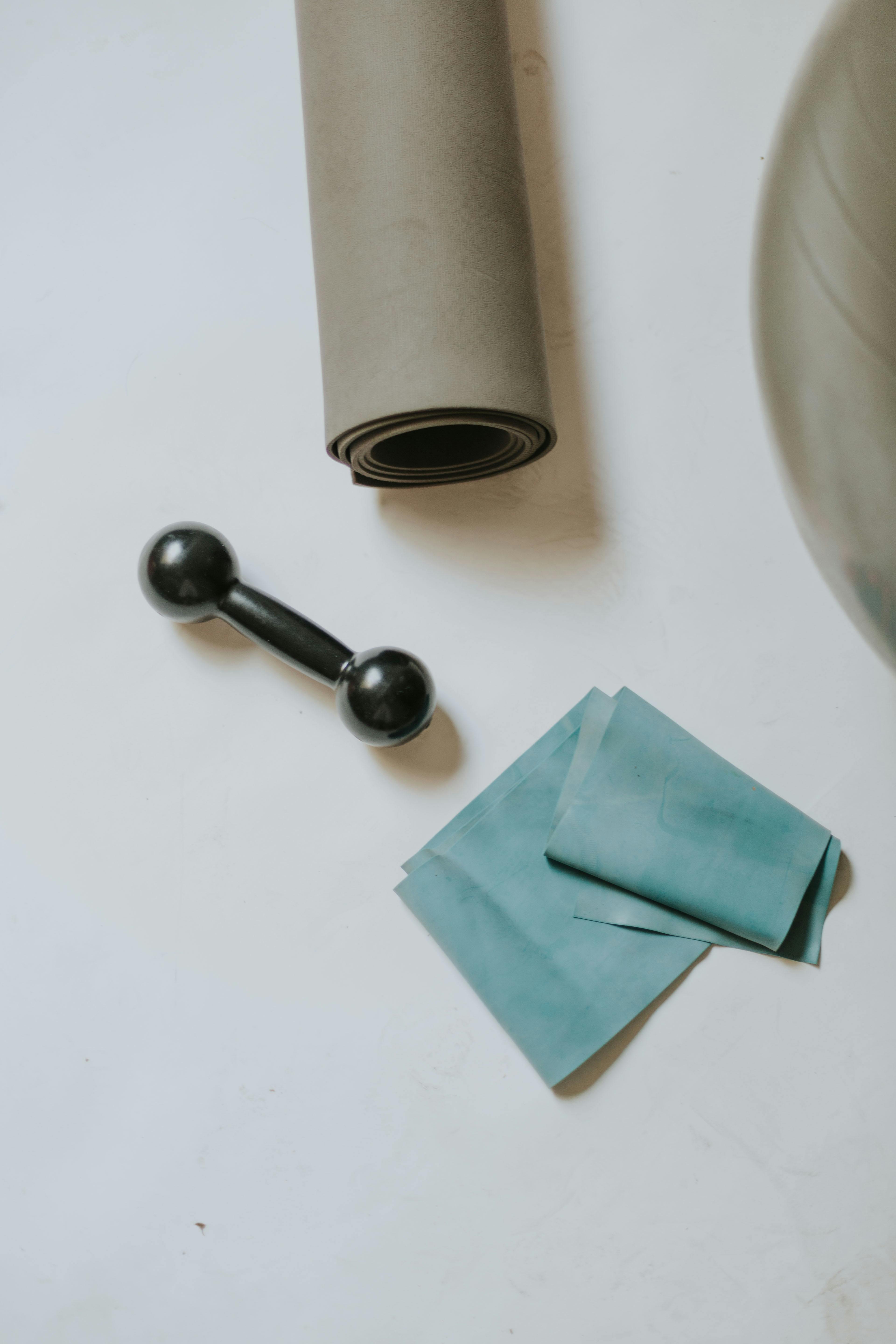 Flat Lay of Home Fitness Equipment