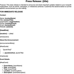 Nonprofit Press Release