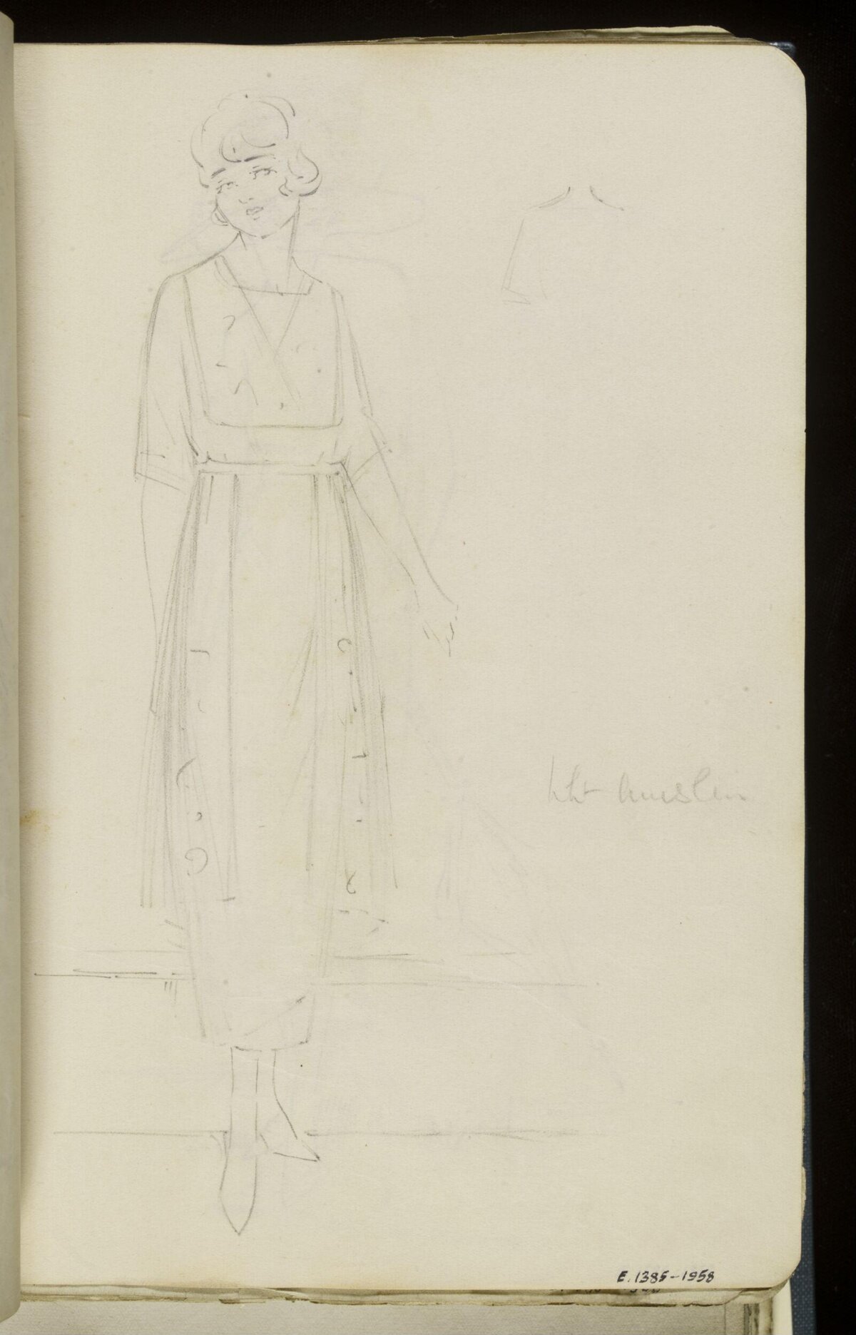 Pencil Sketch of Woman in Day Dress