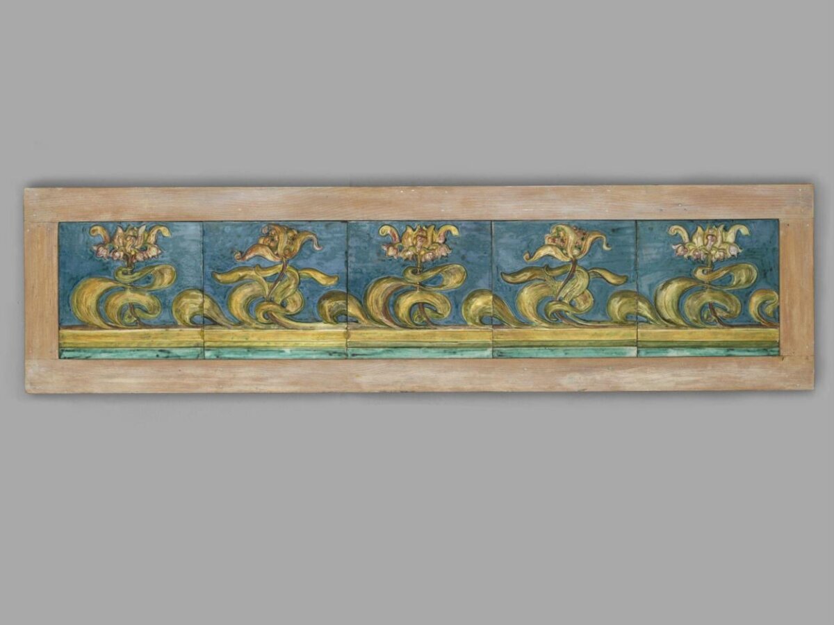 Framed Floral Pattern Tile Panel