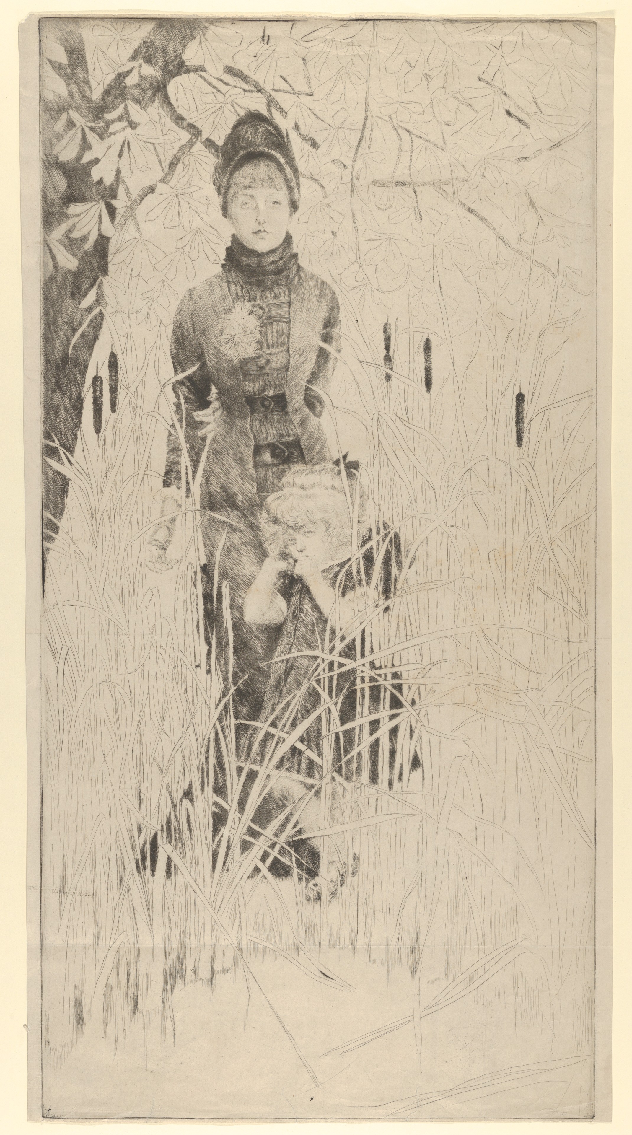 Woman and Child among Tall Reeds