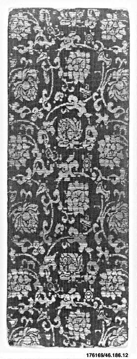 Antique Floral Pattern Textile Fragment