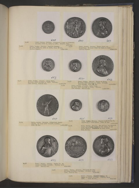 Open Album Page of Antique Bronze Medals