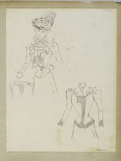 Two Victorian Women's Fashion Sketches