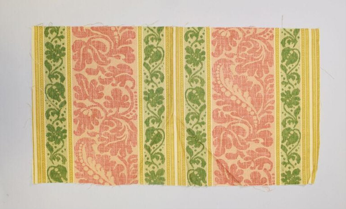 Vintage Floral Striped Fabric Sample