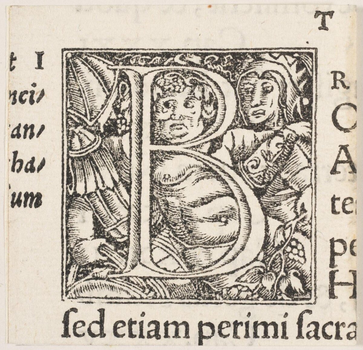 Ornate Woodcut Initial Letter B