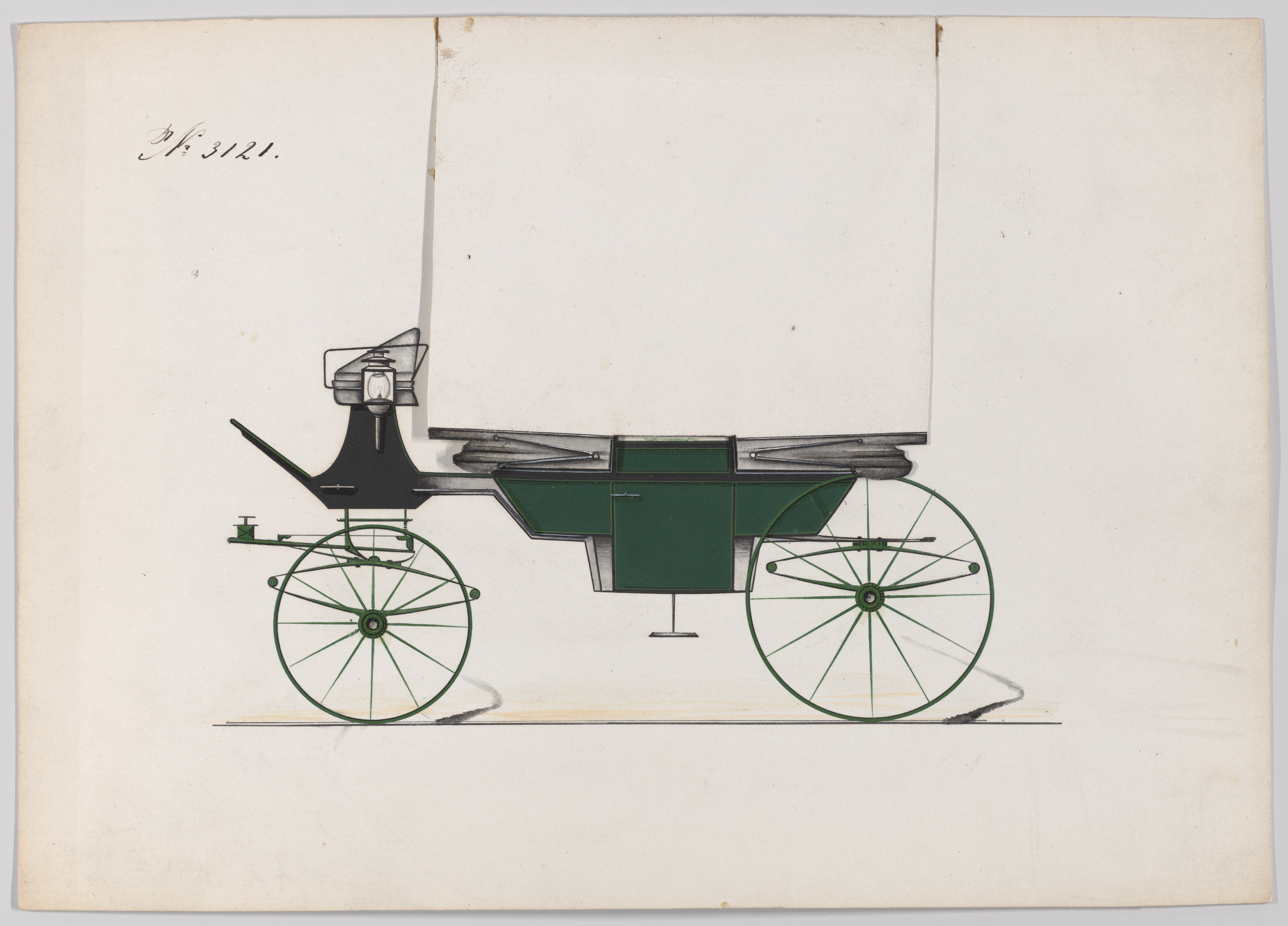 Design Drawing of Green Horse-drawn Carriage